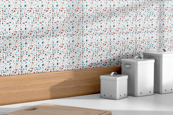 Naklejki na płytki ceramiczne, kafelki | Lastryko / Terrazzo | Nowoczesna, samoprzylepna okleina na kafelki 65517 - zdjęcie 7