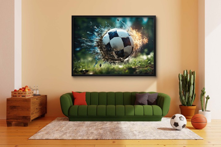 Plakat Sportowy dla Fanów Piłki Nożnej | Piłka- Ogień i Lód | Dynamiczna dekoracja ścienna do pokoju młodzieżowego 61712 - zdjęcie 6