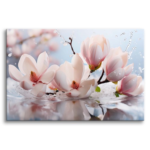 Obraz na płótnie- Subtelne kwiaty Magnolii w wodzie | Pastelowe kwiaty 20891