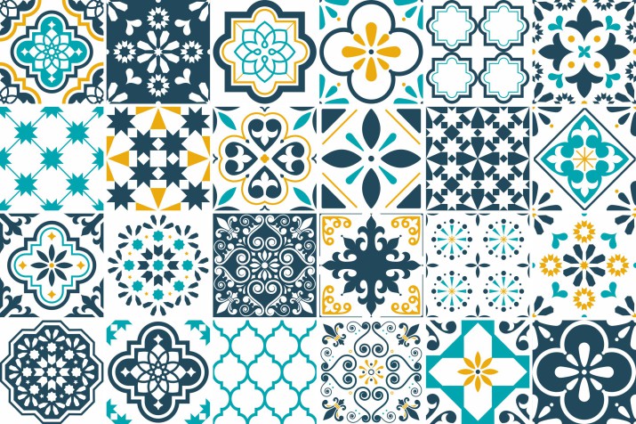 Naklejki na płytki ceramiczne, kafelki | Mozaika, Marokański wzór, Patchwork | Okleina do kuchni, łazienki 65528 - zdjęcie 5