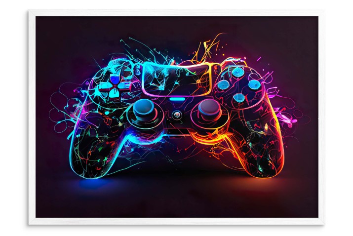 Młodzieżowa dekoracja | Neonowy Plakat gamingowy | Pad Kontroler PlayStation 61700 - zdjęcie 3
