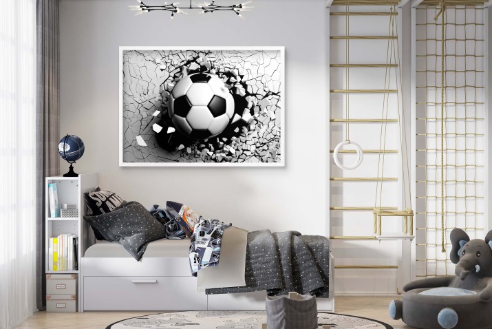 Plakat z efektem 3D | Piłka Nożna w ściane | Plakat młodzieżowy z motywem piłkarskim | Dekoracja 3D dla fana futbolu 61710 - zdjęcie 4