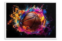 Kolorowy Plakat z Piłką do Koszykówki | Efekt Splash- kolorowa farba | Dynamiczny Styl Street Art, idealny do pokoju młodzieżowego 61705 - miniaturka 2
