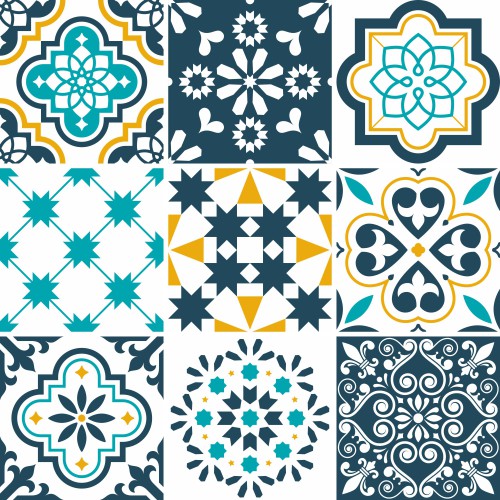 Naklejki na płytki ceramiczne, kafelki | Mozaika, Marokański wzór, Patchwork | Okleina do kuchni, łazienki 65528