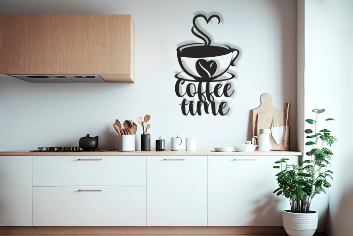 Nowoczesna Dekoracja Ścienna 3D | Panel ażurowy &amp;amp;quot;Coffee Time&amp;amp;quot; | Obraz 3D do kuchni, jadalni, kawiarni 66817 - zdjęcie 2