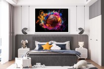 Kolorowy Plakat z Piłką do Koszykówki | Efekt Splash- kolorowa farba | Dynamiczny Styl Street Art, idealny do pokoju młodzieżowego 61705 - miniaturka 5