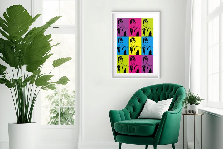 Kolorowy Plakat Audrey Hepburn | Plakat Pop-Art | Kontrastowa dekoracja w stylu Retro 23240 - zdjęcie 5