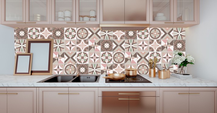 Naklejki na płytki ceramiczne, kafelki | Mozaika, geometryczny wzór | Samoprzylepna okleina w stylu Vintage 65525 - zdjęcie 5