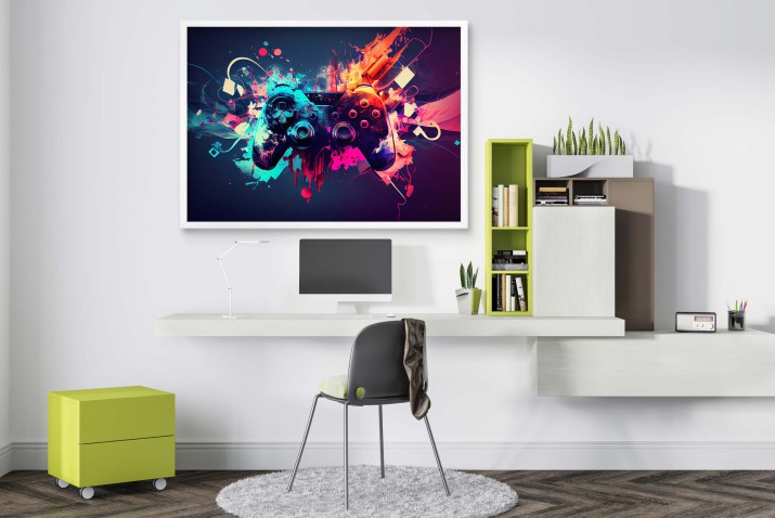 Nowoczesny Plakat młodzieżowy- Pad Kontroler PlayStation | Dynamiczny wzór do pokoju gracza 61702 - zdjęcie 4