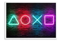 Plakat młodzieżowy | Neonowe symbole PlayStation na ceglanej ścianie | Plakat Gamingowy 61703 Naklejkomania - zdjecie 3 - miniatura