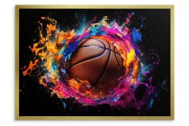 Kolorowy Plakat z Piłką do Koszykówki | Efekt Splash- kolorowa farba | Dynamiczny Styl Street Art, idealny do pokoju młodzieżowego 61705 - miniaturka 3