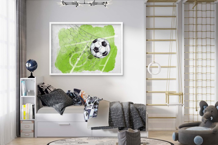 Plakat Piłka Nożna | Plakat młodzieżowy Piłka w akwareli do pokoju nastolatka| Dekoracja dla fana sportu 61709 - zdjęcie 4