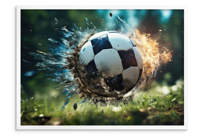 Plakat Sportowy dla Fanów Piłki Nożnej | Piłka- Ogień i Lód | Dynamiczna dekoracja ścienna do pokoju młodzieżowego 61712 - zdjęcie 3