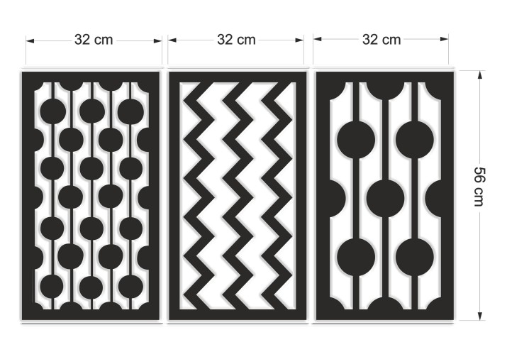 Nowoczesny Obraz ażurowy- Tryptyk Geometria i Minimalizm | Panele ażurowe na ścianę | Obraz 3D Kształty 66847 - zdjęcie 5