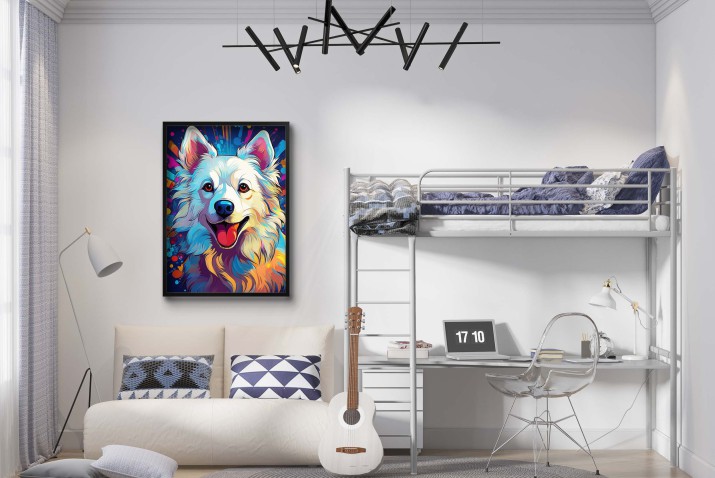 Kolorowa, abstrakcyjna Ilustracja Psa- Plakat w stylu Pop Art | Młodzieżowa dekoracja, Plakat dla nastolatka 24366 - zdjęcie 3