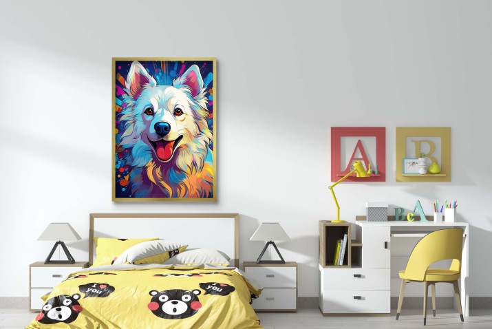 Kolorowa, abstrakcyjna Ilustracja Psa- Plakat w stylu Pop Art | Młodzieżowa dekoracja, Plakat dla nastolatka 24366 - zdjęcie 4