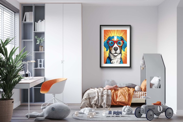 Plakat młodzieżowy- Komiksowy pies w okularach | Kolorowa dekoracja w stylu Pop Art 24367 - zdjęcie 5