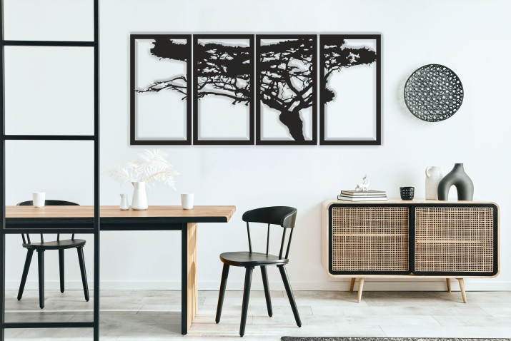 Minimalistyczny Obraz 3D Drzewo | Ażurowy panel ścienny | Obraz ażurowy do sypialni, salonu z motywem drzewa 66845 - zdjęcie 2