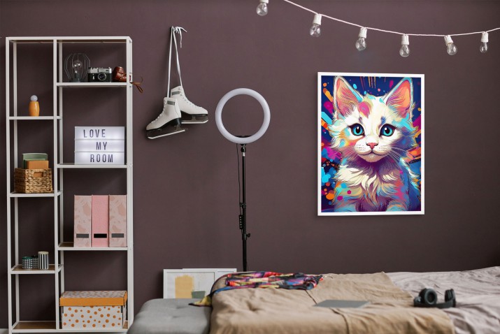 Nowoczesny Plakat z Kotem - Kolorowa Grafika w stylu Pop-Art  do Pokoju Młodzieżowego 24369 - zdjęcie 5