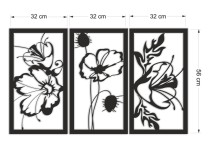 Tryptyk, Panel ażurowy, Obraz 3D Maki | Nowoczesny Obraz Ażurowy z Kwiatami 66850 Naklejkomania - zdjecie 6 - miniatura