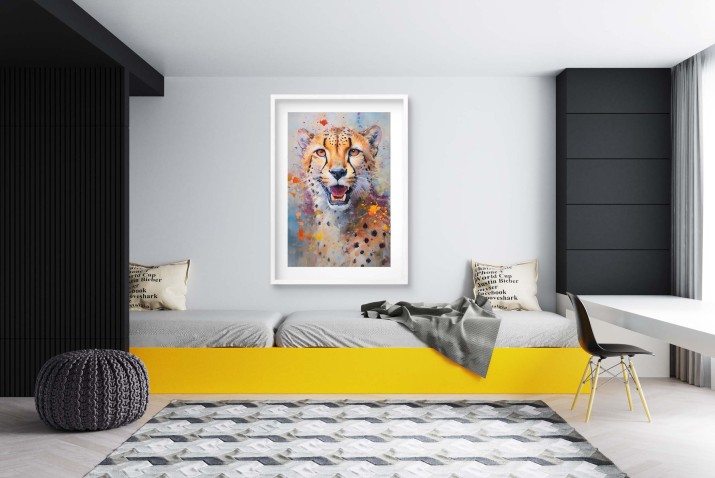 Kolorowy Plakat Gepard | Młodzieżowa Dekoracja Ścienna | Wyjątkowy Prezent dla Miłośników Zwierząt 24361 - zdjęcie 6