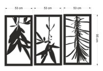 Nowoczesny obraz 3D ażurowy | Tryptyk- Liście, gałązki | Panel ażurowy- minimalistyczna dekoracja ścienna 66841 Naklejkomania - zdjecie 6 - miniatura