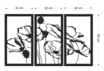 Panel Ażurowy z Kwiatami | Tryptyk Maki | Nowoczesna dekoracja 3D 66859 Naklejkomania - zdjecie 5 - miniatura