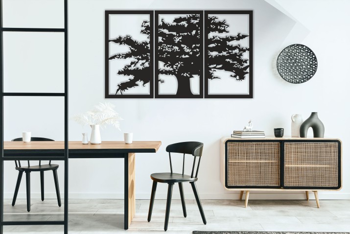 Obraz 3D Kontury Drzewa | Ażurowy Tryptyk Drzewo- Boho Dekoracja ścienna | Panel ażurowy z motywem drzewa 66844 - zdjęcie 2