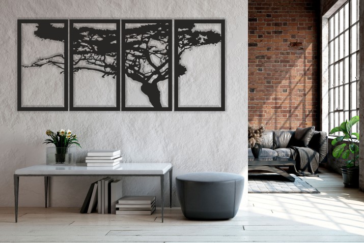 Minimalistyczny Obraz 3D Drzewo | Ażurowy panel ścienny | Obraz ażurowy do sypialni, salonu z motywem drzewa 66845 - zdjęcie 4