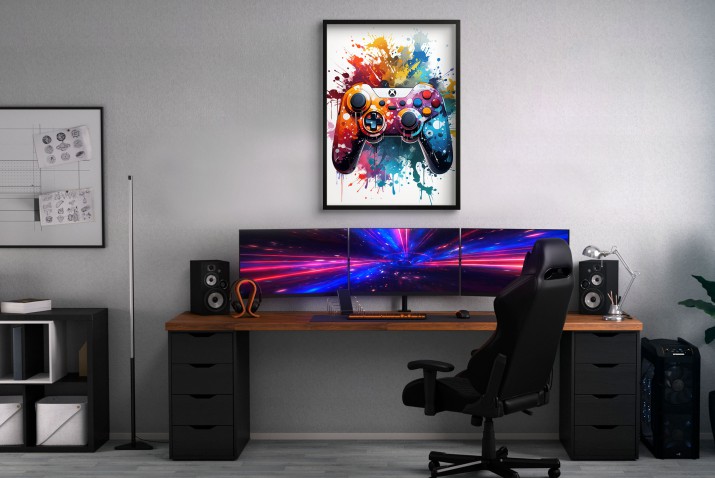 Plakat gamingowy z kontrolerem Xbox- kolorowa dekoracja do pokoju gracza z padem do konsoli 24373 - zdjęcie 4