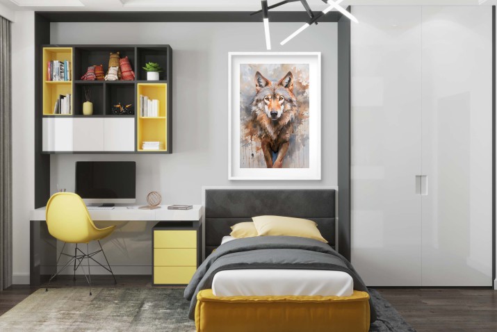 Plakat z Wilkiem – Artystyczna Akwarela na Ścianę | Idealny do Stylu Boho i Nowoczesnych Wnętrz 24363 - zdjęcie 5