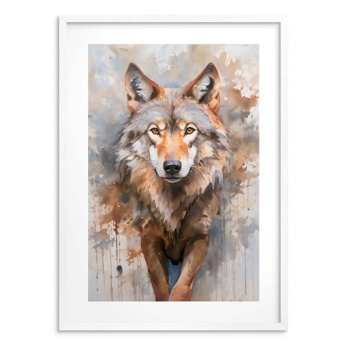 Plakat z Wilkiem – Artystyczna Akwarela na Ścianę | Idealny do Stylu Boho i Nowoczesnych Wnętrz 24363 - zdjęcie 3