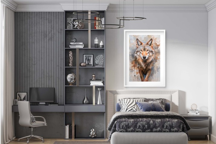 Plakat z Wilkiem – Artystyczna Akwarela na Ścianę | Idealny do Stylu Boho i Nowoczesnych Wnętrz 24363 - zdjęcie 6