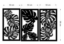 Tryptyk ażurowy z liśćmi Monstery | Nowoczesny Obraz 3D do salonu, sypialni | Panel ażurowy z motywem roślinnym 66832 Naklejkomania - zdjecie 6 - miniatura