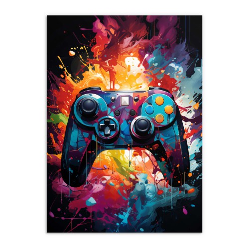 Kolorowy Plakat z Kontrolerem do Gier | Nowoczesny Plakat- Pad Play Station do Pokoju Młodzieżowego 24372 - zdjęcie 7