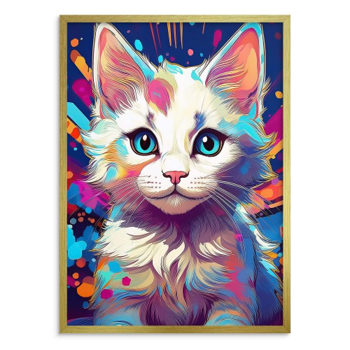 Nowoczesny Plakat z Kotem - Kolorowa Grafika w stylu Pop-Art  do Pokoju Młodzieżowego 24369 - zdjęcie 2