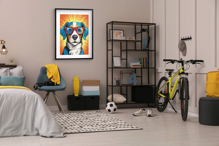 Plakat młodzieżowy- Komiksowy pies w okularach | Kolorowa dekoracja w stylu Pop Art 24367 - zdjęcie 4