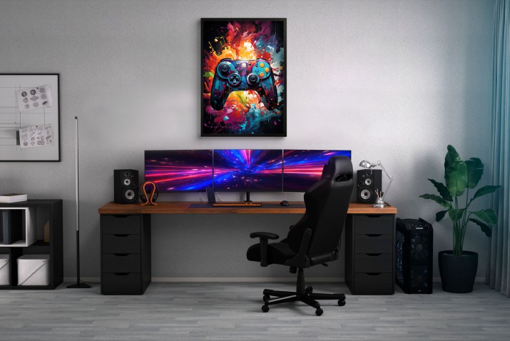 Kolorowy Plakat z Kontrolerem do Gier | Nowoczesny Plakat- Pad Play Station do Pokoju Młodzieżowego 24372 - zdjęcie 6