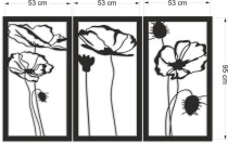 Elegancki Tryptyk– Ażurowe Maki | Nowoczesny obraz 3D | Dekoracyjny panel ażurowy 66849 Naklejkomania - zdjecie 6 - miniatura