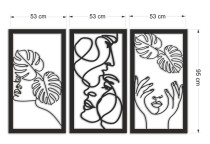 Minimalistyczny tryptyk ażurowy Line Art | Obraz 3D Monstera i Twarze 66854 Naklejkomania - zdjecie 5 - miniatura