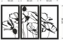 Panel Ażurowy z Kwiatami | Tryptyk Maki | Nowoczesna dekoracja 3D 66859 Naklejkomania - zdjecie 6 - miniatura