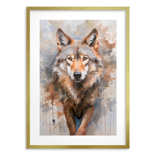 Plakat z Wilkiem – Artystyczna Akwarela na Ścianę | Idealny do Stylu Boho i Nowoczesnych Wnętrz 24363 - zdjęcie 2