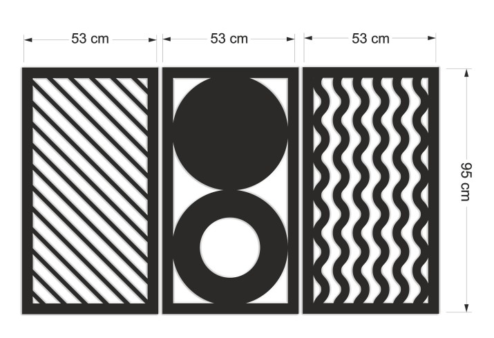 Tryptyk ażurowy - nowoczesna dekoracja ścienna z geometrycznymi wzorami | Obraz 3D Kształty- Koła, Linie, Fale 66855 - zdjęcie 6