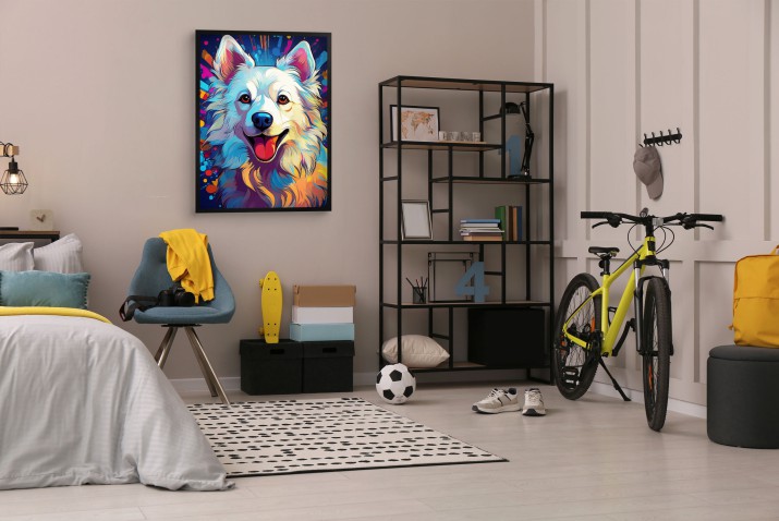 Kolorowa, abstrakcyjna Ilustracja Psa- Plakat w stylu Pop Art | Młodzieżowa dekoracja, Plakat dla nastolatka 24366 - zdjęcie 5