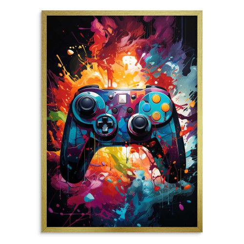 Kolorowy Plakat z Kontrolerem do Gier | Nowoczesny Plakat- Pad Play Station do Pokoju Młodzieżowego 24372 - zdjęcie 2