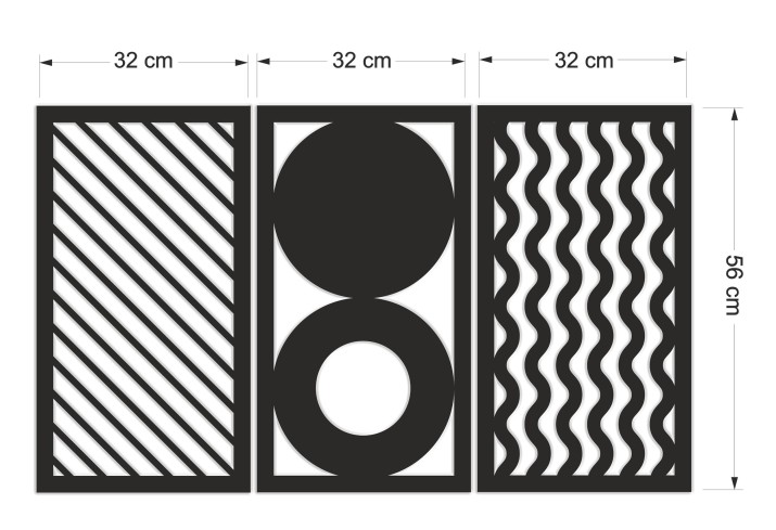 Tryptyk ażurowy - nowoczesna dekoracja ścienna z geometrycznymi wzorami | Obraz 3D Kształty- Koła, Linie, Fale 66855 - zdjęcie 5