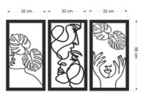 Minimalistyczny tryptyk ażurowy Line Art | Obraz 3D Monstera i Twarze 66854 Naklejkomania - zdjecie 6 - miniatura