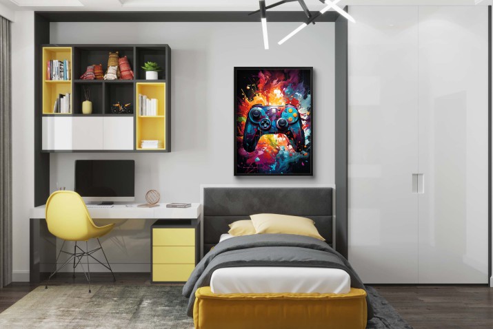 Kolorowy Plakat z Kontrolerem do Gier | Nowoczesny Plakat- Pad Play Station do Pokoju Młodzieżowego 24372 - zdjęcie 5