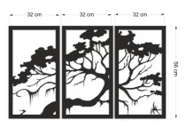 Ażurowy Tryptyk Drzewo- Minimalistyczny Obraz 3D z motywem drzewa | Ażurowy Panel Dekoracyjny Drzewo 3D 66848 Naklejkomania - zdjecie 5 - miniatura