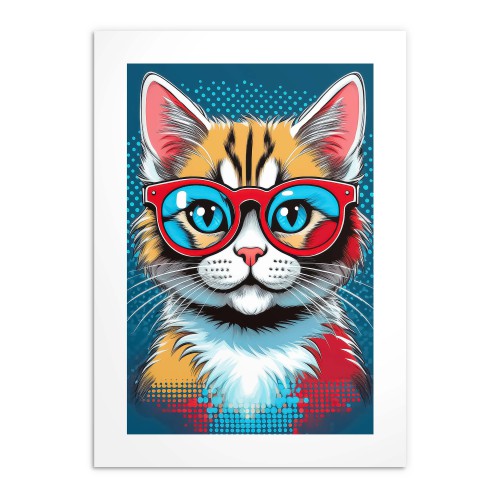 Plakat młodzieżowy- Komiksowy Kot w okularach | Kolorowa dekoracja w stylu Pop Art 24368 - zdjęcie 7